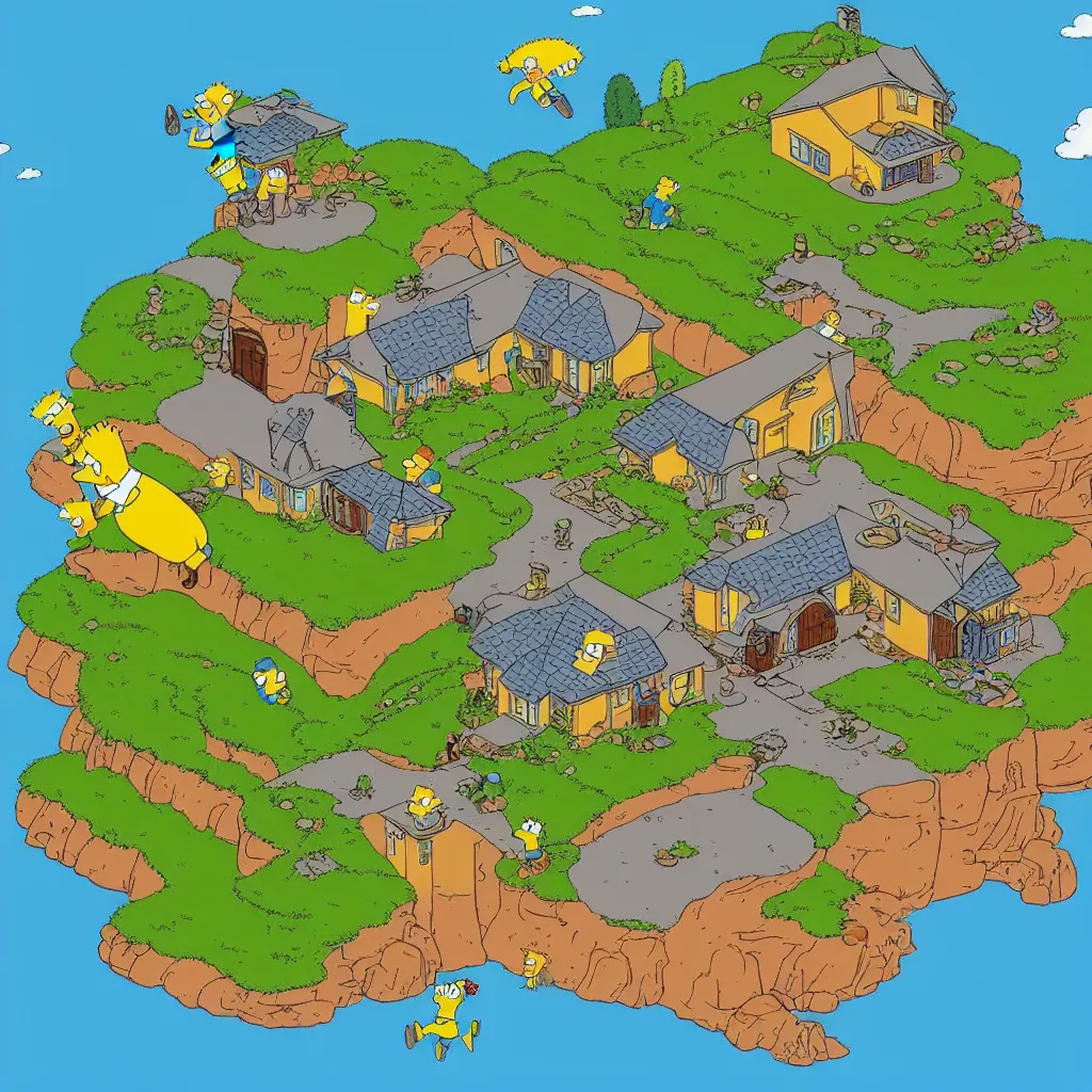 Image similar to The Simpsons' house on the edge of a cliff