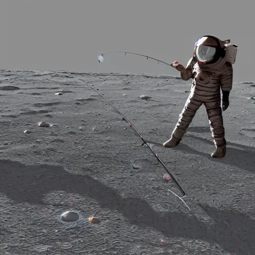 Image similar to fishing on the moon, 4K