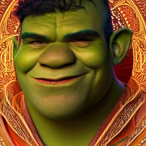 Image similar to portrait of shrek in marrakech, highly detailed, digital painting, artstation, concept art, smooth, sharp focus, illustration, art by artgerm and greg rutkowski and alphonse mucha