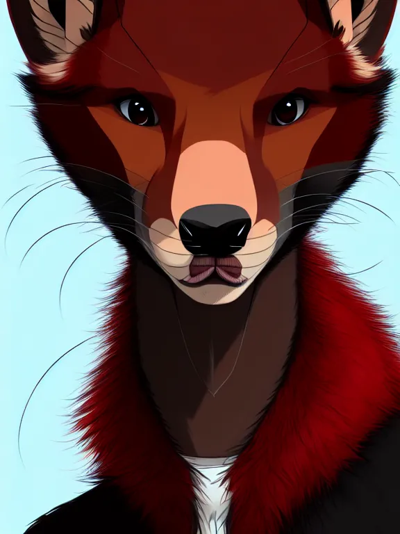 Image similar to furry - male - red - black - weasel - detective - fursona uhd ue 5 visual novel expressions, photorealistic, trending on weasyl