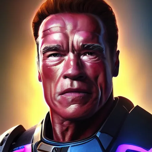 Image similar to a screenshot of arnold schwarzenegger as echo in overwatch, portrait, fantasy, beautiful face, vivid colors, elegant, concept art, sharp focus, digital art, hyper - realistic, 4 k, unreal engine, highly detailed, hd, dramatic lighting by brom, trending on artstation