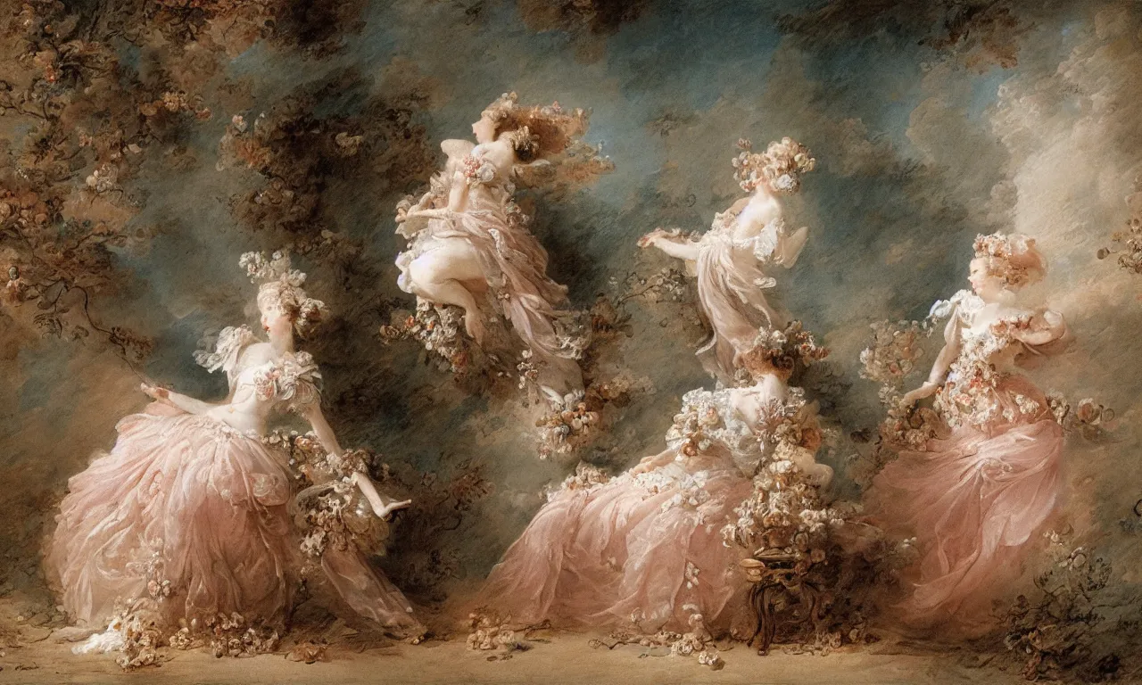 Prompt: fragrance advertising campaign by jean honore fragonard