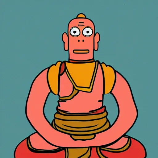 Prompt: Bender from Futurama, as Buddha, illustration