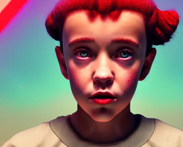 Image similar to Doja Cat As Eleven From Stranger Things, Full Figure, 8K, octane render, HDR, photorealistic, volumetric lighting, Hyperrealistic-H 960