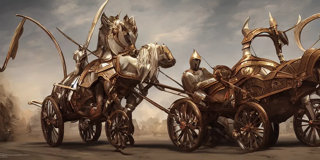 Prompt: digital artwork of a medieval chariot built by ferrari, trending on artstation