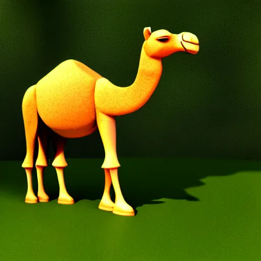 Image similar to 3d render of a camel in the rainforest