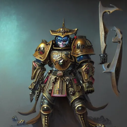 Image similar to wearing warhammer 4 0 k champion black armor, anthropomorphic shiba inu, shiba inu face, stuning 3 d render, masterpiece, glowing aura, by donato giancola and greg rutkowski and wayne barlow and zdzisław beksinski, realistic face