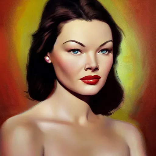 Prompt: young beautiful Gene Tierney color studio publicity photo , tight face shot portrait, highly detailed, digital painting, artstation, concept art, illustration, art , by dean cornwell