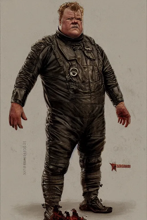 Image similar to upper body portrait of josh brolin as baron harkonnen, wearing old leather spacesuit, dystopian science fiction, dark, horror, illustration by norman rockwell, hans baluschek, artstation character art, john william waterhouse, concept art, greg rutkowski