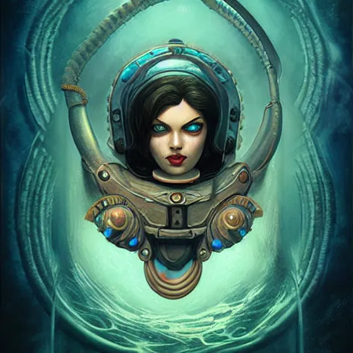 Image similar to underwater naga bioshock portrait, Pixar style, by Tristan Eaton Stanley Artgerm and Tom Bagshaw.