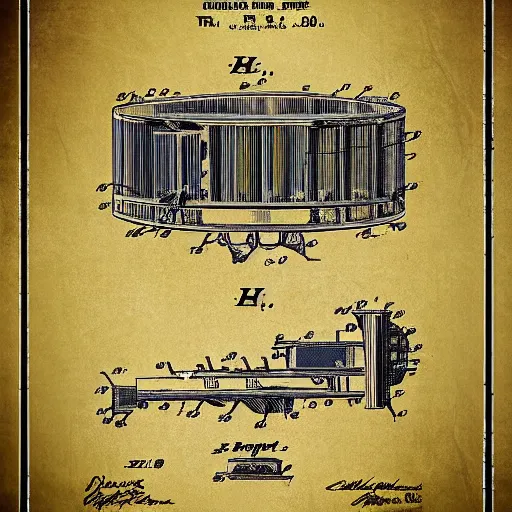 Image similar to a patent poster for a goldberg time machine.