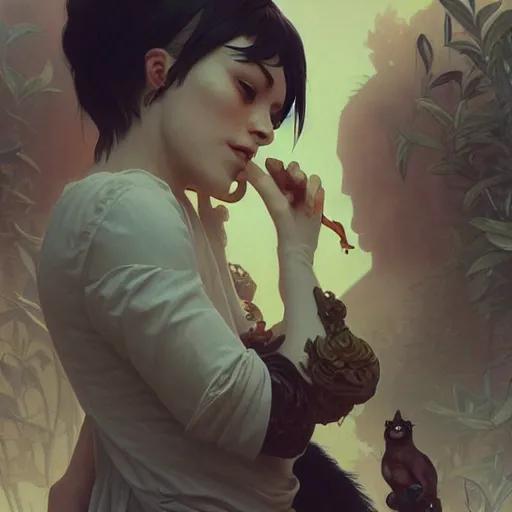 Prompt: gorillaz, intricate, elegant, highly detailed, digital painting, artstation, concept art, smooth, sharp focus, illustration, art by artgerm and greg rutkowski and alphonse mucha and william - adolphe bouguereau