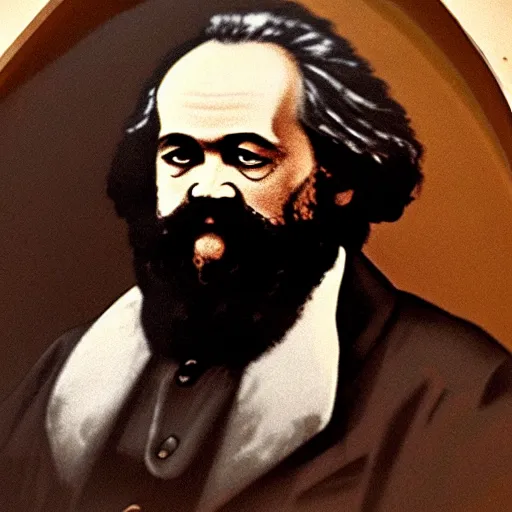 Image similar to beautiful cave painting portrait of karl marx