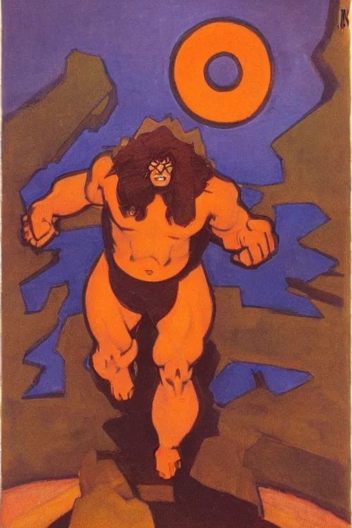 Image similar to hulk, marvel, artwork by nicholas roerich,