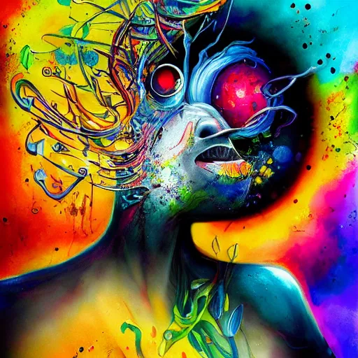 Image similar to Beautiful meta soul by Alex Pardee and Nekro and Petros Afshar, unstirred paint, vivid color, cgsociety 4K