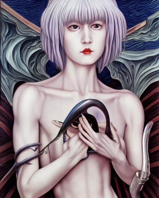 Image similar to rei ayanami by evelyn de morgan, by hr giger, hd, hyper detailed, 4 k