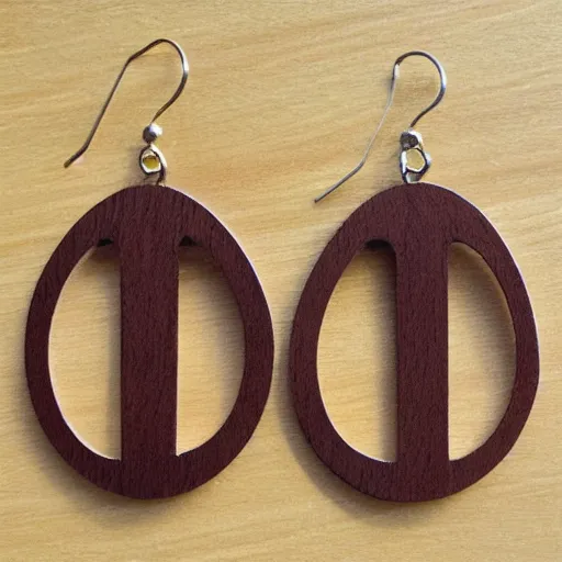 Image similar to lasercut segmented 2d wood earrings, graphic designs from 80's new wave