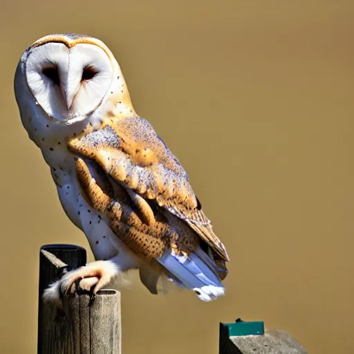 Prompt: barn owl wearing a suit, very detailed, album photo, canon shot