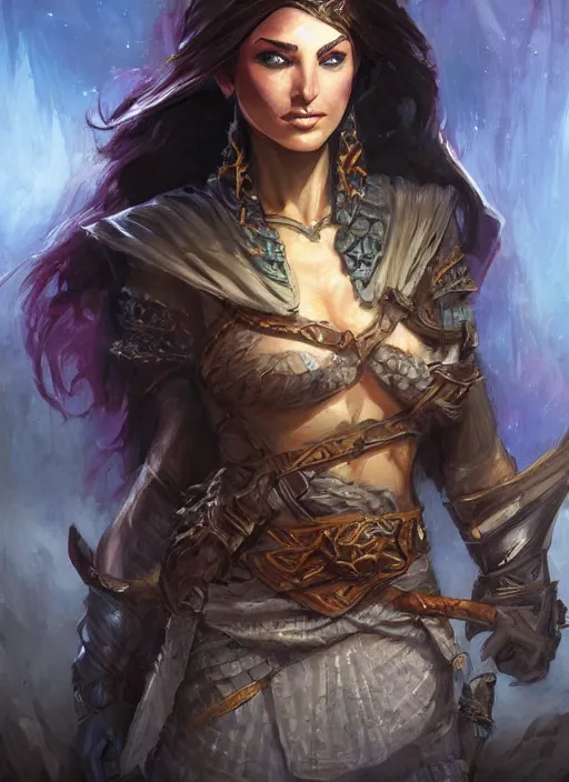 Prompt: middle eastern, ultra detailed fantasy, dndbeyond, bright, colourful, realistic, dnd character portrait, full body, pathfinder, pinterest, art by ralph horsley, dnd, rpg, lotr game design fanart by concept art, behance hd, artstation, deviantart, hdr render in unreal engine 5