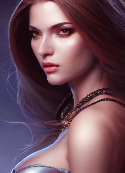 Image similar to photo of a gorgeous young woman honey sorceress in the style of stefan kostic, realistic, sharp focus, 8 k high definition, insanely detailed, intricate, elegant, art by stanley lau and artgerm