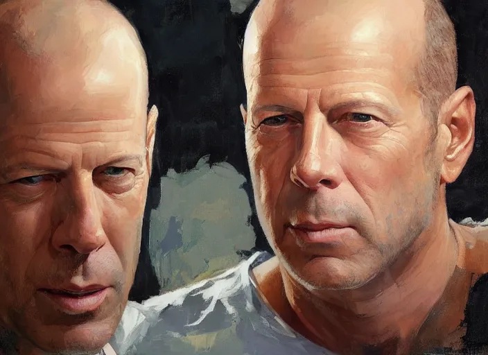 Image similar to a highly detailed beautiful portrait of bruce willis, by gregory manchess, james gurney, james jean