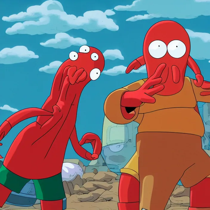 Image similar to zoidberg and bender in real life, 8 k,