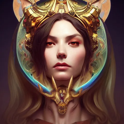 Image similar to perfectly - centered portrait of demon goddess, beautiful, gorgeous, cute, amazing, highly detailed, professional digital painting, unreal engine 5, photorealism, hd quality, 8 k resolution, cinema 4 d, 3 d, cinematic, art by artgerm and greg rutkowski and alphonse mucha and loish and wlop