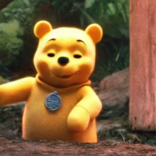 Image similar to A still of Keanu Reeves as Winnie the Pooh