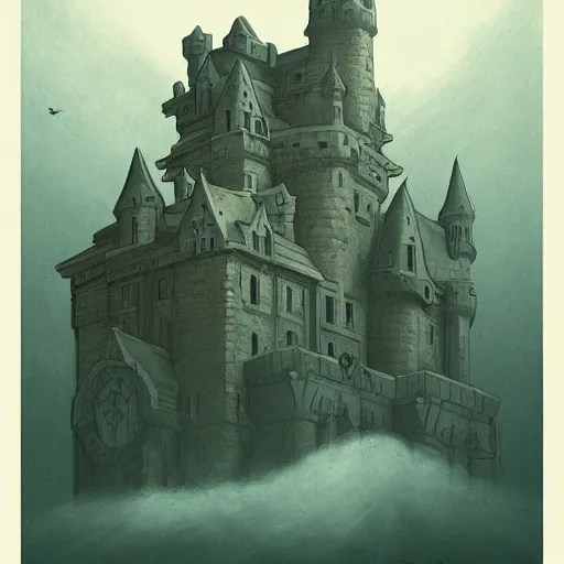 Image similar to A beautiful drawing of a castle in the clouds. instruction manual by Anton Fadeev, by John Kenn Mortensen graceful