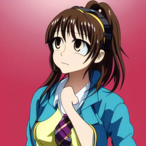 Image similar to professional portrait photograph, realistic photo of haruhi suzumiya from the anime the melancholy of haruhi suzumiya.