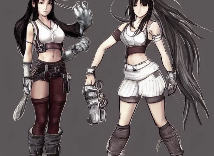 Prompt: highly detailed concept art of tifa lockhart and aerith gainsborough