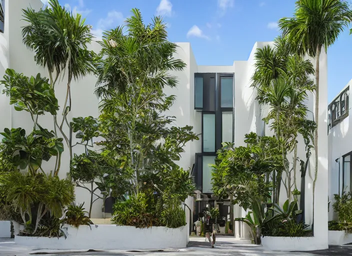 Prompt: 8 k photograph of stunning 2 0 2 2 wynwood studio apartment, award winning modern design, gorgeous exotic plants, designed by michael wolk + deborah dimare