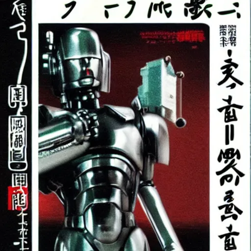 Image similar to japanese horror vhs cover art robocop ai