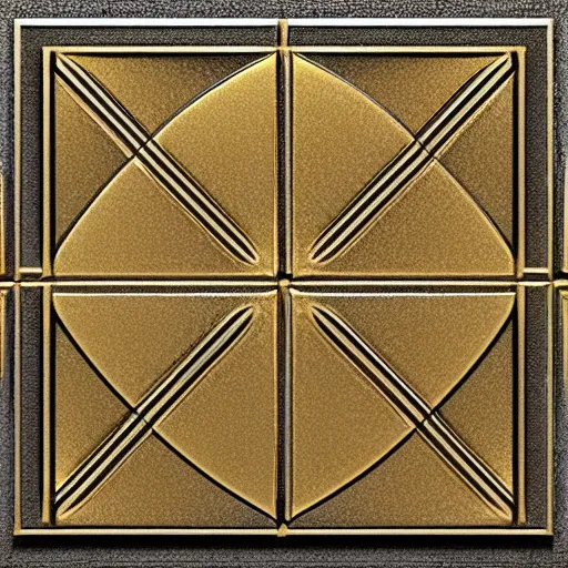 Image similar to 3d render of an abstract medieval pattern gold tile, symetrical