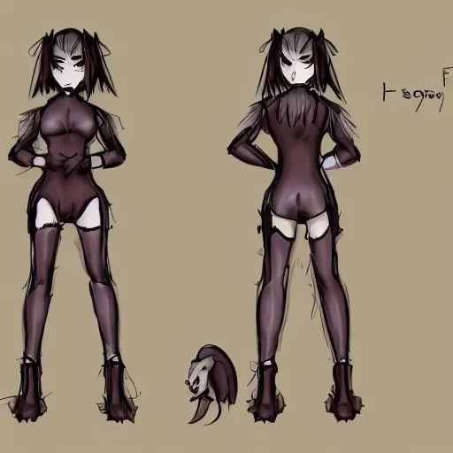 Image similar to female furry concept art character sheet, side view, front view, multiple angles, paws, furaffinity, lone female, anime, anthropomorphic.