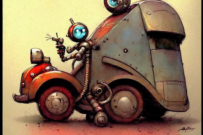 Image similar to adventurer ( ( ( ( ( 1 9 5 0 s retro future robot android mouse rv dumptruck house robot. muted colors. ) ) ) ) ) by jean baptiste monge!!!!!!!!!!!!!!!!!!!!!!!!! chrome red