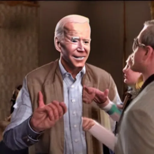 Image similar to a still from movie up crossover with the liar joe biden