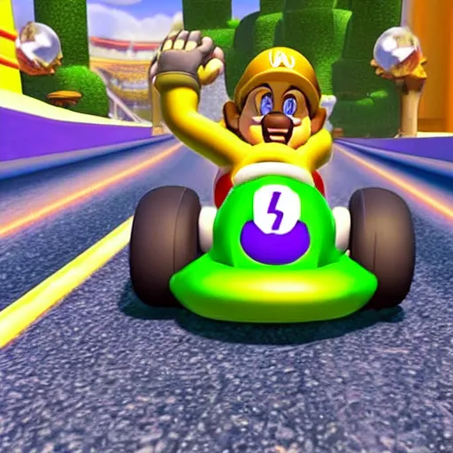 Prompt: thanos in mario kart