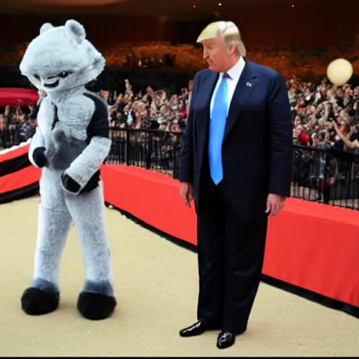 Image similar to donald trump putting on a furry suit