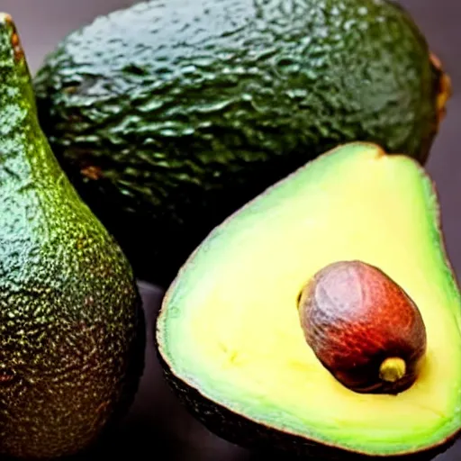 Image similar to an avocado sliced in half. the middle of the avocado resembles chuck norris