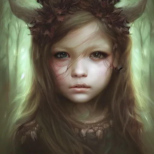 Prompt: dark forest child girl portrait by ross tran, fantasy, artwork, highly detailed face, sharp focus, forest, fog