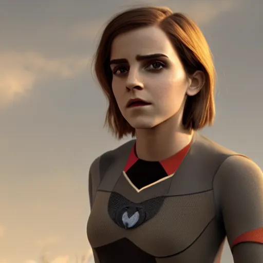 Prompt: textured film grain emma watson as a pixar character cgsociety octane render unreal engine redshift render trending on artstation trending on artstation render blender behance cg superhero