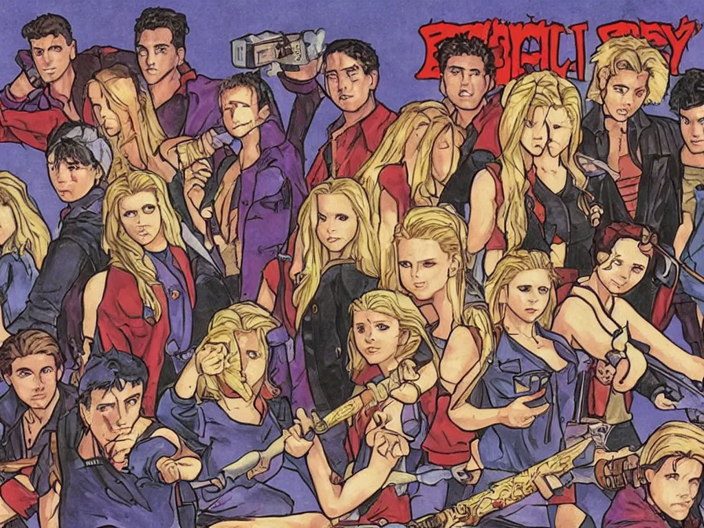Prompt: Buffy the Vampire Slayer as a Sega Mega Drive Genesis sidescroller game