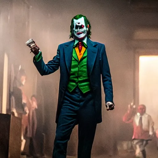 Image similar to film still of Jim Carrey as joker in the new Joker movie