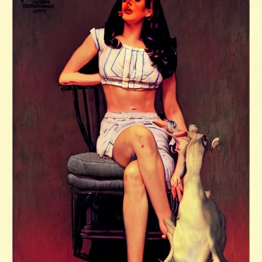 Image similar to lana del rey by norman rockwell