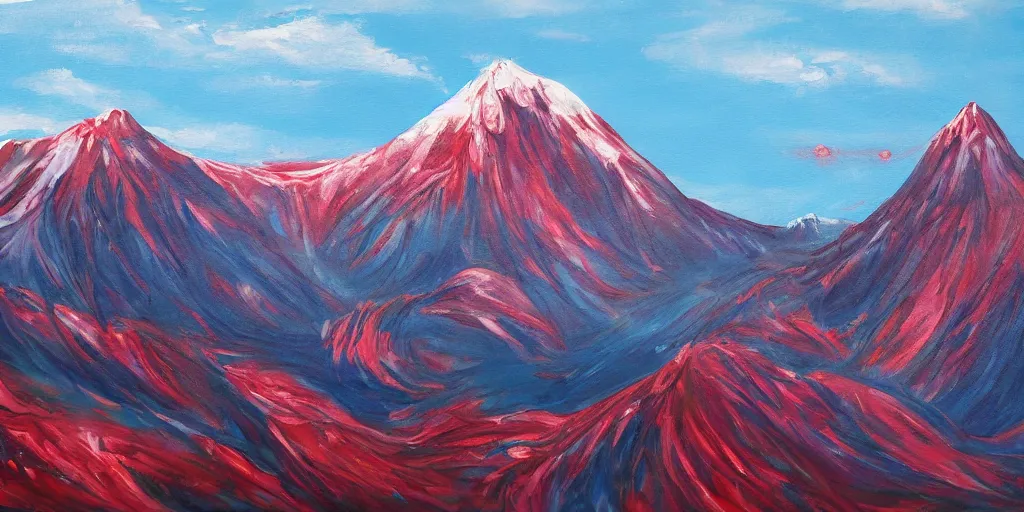 Image similar to detailed painting of a bleeding mountain