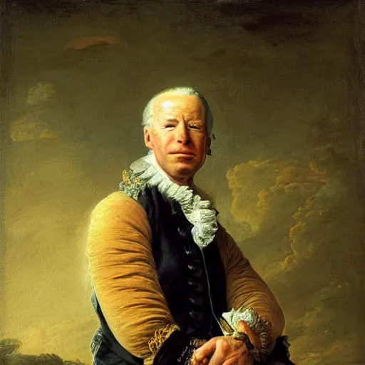 Prompt: portrait of joe biden in roccoco style, by fragonard, stunning, epic, eagles