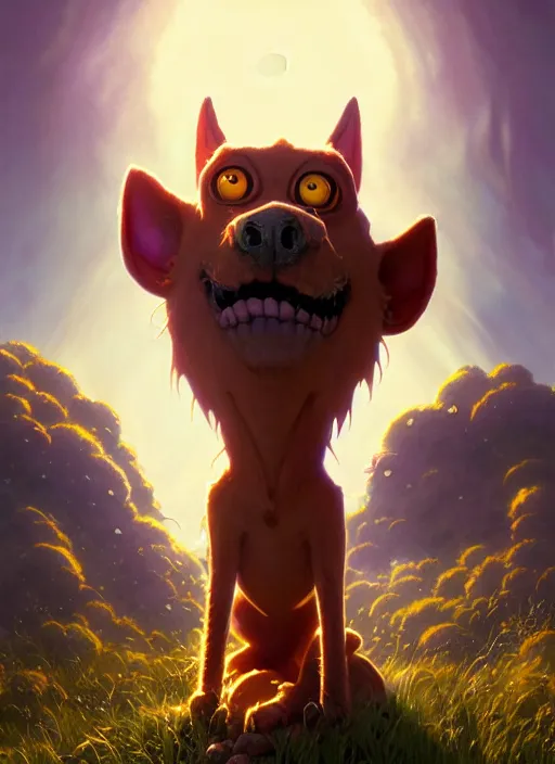 Image similar to Highly detailed portrait of Courage the cowardly dog, Stephen Bliss, unreal engine, fantasy art by Greg Rutkowski, Loish, Rhads, ferdinand knab, Makoto Shinkai and Lois van baarle, ilya kuvshinov, rossdraws, Tom Bagshaw, alphonse mucha, global illumination, radiant light, detailed and intricate environment