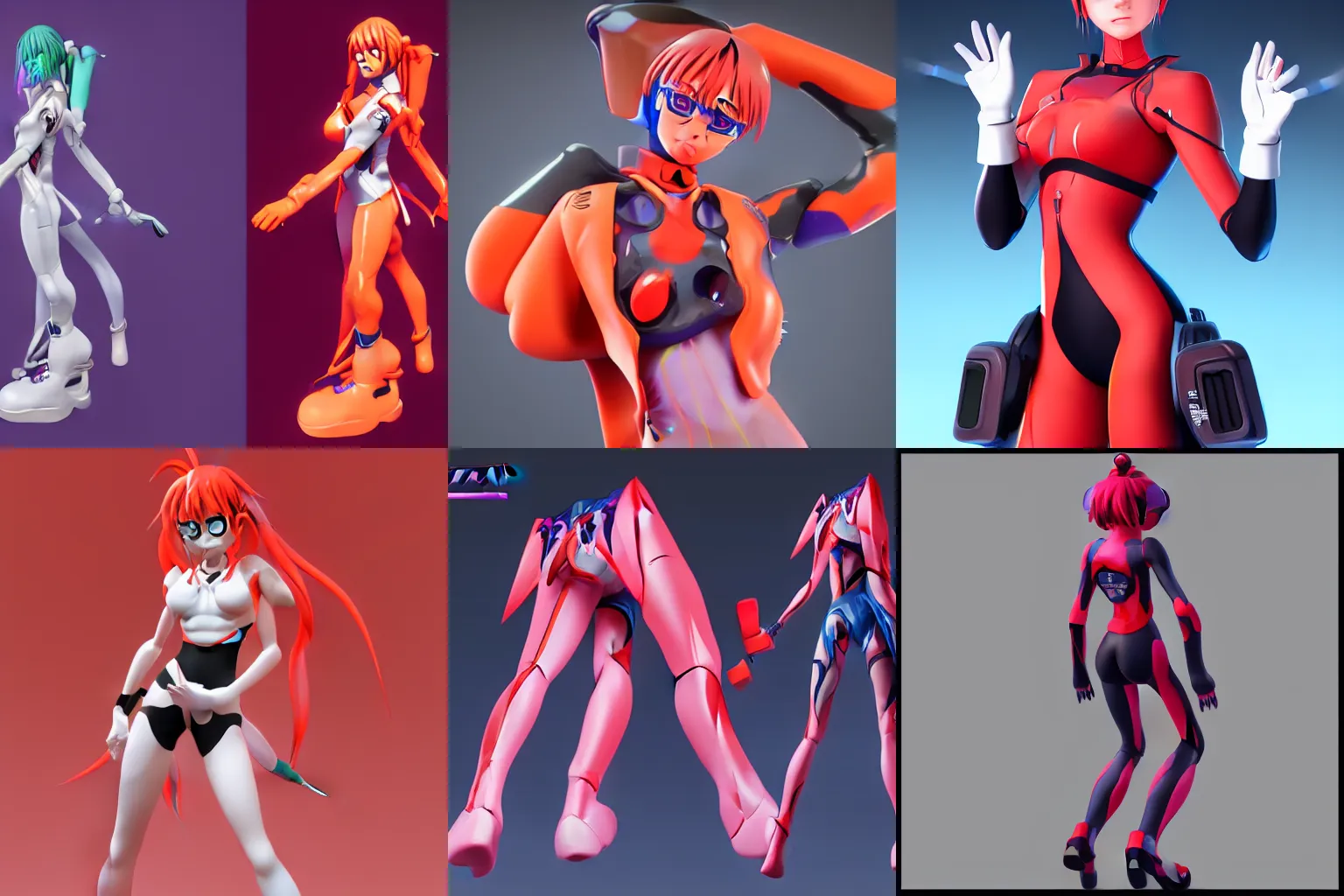 Prompt: Asuka neon genesis evangelion render, blender, trending on art station, zbrush, 3D art, high quality, pixar art 3D