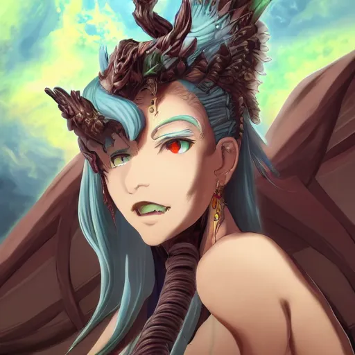 Prompt: Portrait of Tiamat The Primordial Mother, Anime Fantasy Illustration by Tomoyuki Yamasaki, Kyoto Studio, Madhouse, Ufotable, trending on artstation